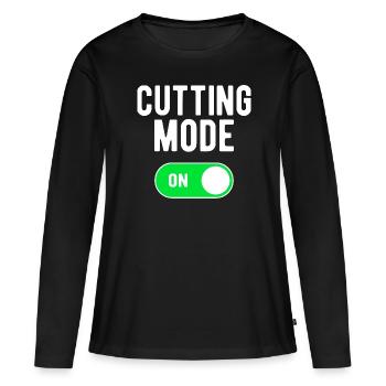 Schneidemodus ON Fitnessstudio Bodybuilding Gewichte Workout - Frauen Premium Bio Langarmshirt - Schwarz - Vorne - Julia (174cm)
