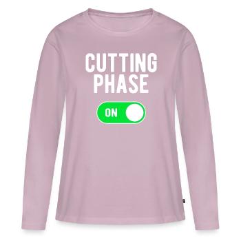 Phase de coupe ON Entraînement de poids de musculation - T-shirt manches longues Premium bio Femme - rose poudré - Devant - Julia (174cm)