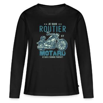 motard le meilleur routier le meilleur - T-shirt manches longues Premium bio Femme - noir - Devant - Julia (174cm)