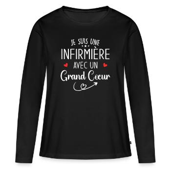 Ich bin eine Krankenschwester mit einem großen Herzen - Frauen Premium Bio Langarmshirt - Schwarz - Vorne - Julia (174cm)