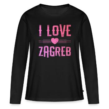 J’aime Zagreb - T-shirt manches longues Premium bio Femme - noir - Devant - Julia (174cm)