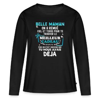 Belle Maman Le Cadeau Des Enfants - T-shirt manches longues Premium bio Femme - noir - Devant - Julia (174cm)