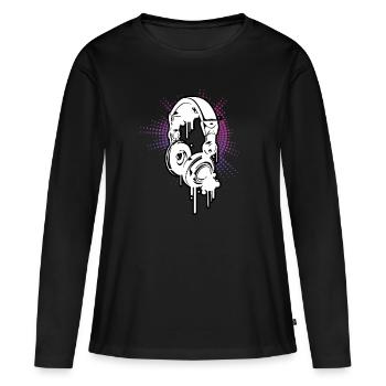 Casque de Musique DJ Equalizer Couleurs Electro - T-shirt manches longues Premium bio Femme - noir - Devant - Julia (174cm)