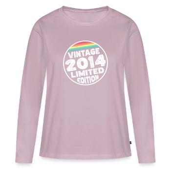 Vintage 2014 Cadeau d’anniversaire Fête des enfants - T-shirt manches longues Premium bio Femme - rose poudré - Devant - Julia (174cm)