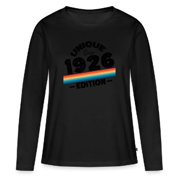 Unique depuis 1926 Edition Anniversaire Millésime 1926 - T-shirt manches longues Premium bio Femme - noir - Devant - Julia (174cm)