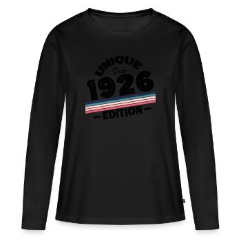Unique depuis 1926 Edition Anniversaire Millésime 1926 - T-shirt manches longues Premium bio Femme - noir - Devant - Julia (174cm)