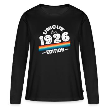 Unique depuis 1926 Edition Anniversaire Millésime 1926 - T-shirt manches longues Premium bio Femme - noir - Devant - Julia (174cm)
