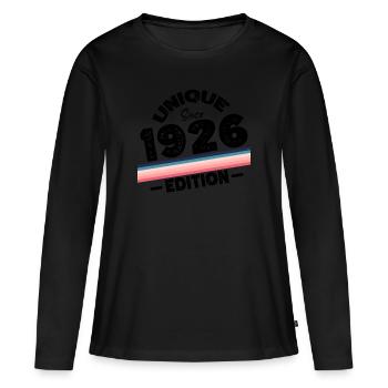 Unique depuis 1926 Edition Anniversaire Millésime 1926 - T-shirt manches longues Premium bio Femme - noir - Devant - Julia (174cm)