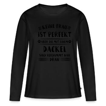 Dackel, Geschenk, T Shirt, Hund, Liebe, Motiv - Frauen Premium Bio Langarmshirt - Schwarz - Vorne - Julia (174cm)