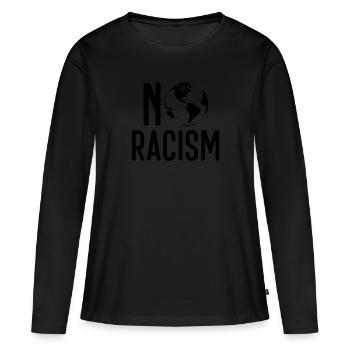 Pas de racisme, contre le racisme, la liberté, l'humain, l'amour - T-shirt manches longues Premium bio Femme - noir - Devant - Julia (174cm)