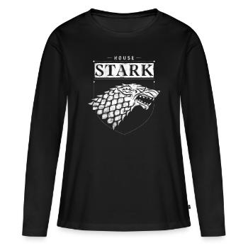 Game Of Thrones Haus Stark Wappen Schattenwolf - Frauen Premium Bio Langarmshirt - Schwarz - Vorne - Julia (174cm)