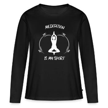 Meditaion - Women's Premium Organic Long Sleeve Shirt - black - Front - Julia (174cm)