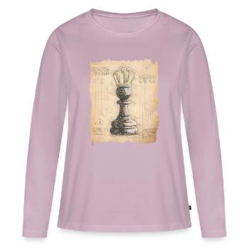 Schach König / Königin. Altmodischer vintage Stil. - Frauen Premium Bio Langarmshirt - Altrosa - Vorne - Julia (174cm)