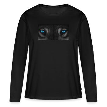 Wolf eye's - blue with grey fur - Frauen Premium Bio Langarmshirt - Schwarz - Vorne - Julia (174cm)