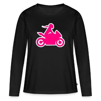 Motorradfahrerin Bikergirl Bikerin Frau Motorrad - Frauen Premium Bio Langarmshirt - Schwarz - Vorne - Julia (174cm)