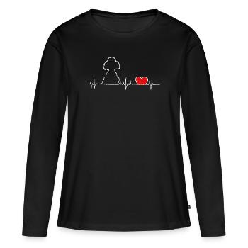Pudel EKG - heartbeat Pudel - Frauen Premium Bio Langarmshirt - Schwarz - Vorne - Julia (174cm)