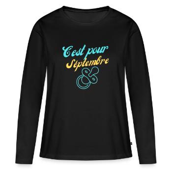 Un Rêve de Septembre : Bébé et Nouveaux Départs ! - T-shirt manches longues Premium bio Femme - noir - Devant - Julia (174cm)