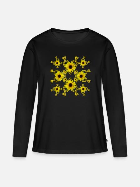 yellow sunflower heart floral pattern sunflower - Women's Premium Organic Long Sleeve Shirt - black