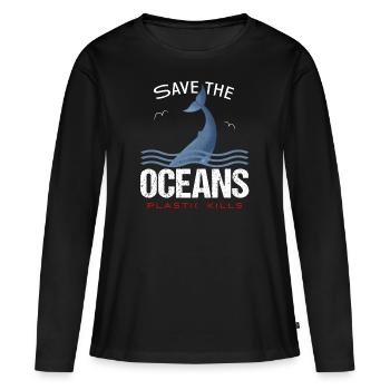 Save the Oceans - Plastic kills - Women's Premium Organic Long Sleeve Shirt - black - Front - Julia (174cm)