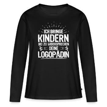 Logopädie Logopäde Logopädin Stimmtherapie Stimme - Frauen Premium Bio Langarmshirt - Schwarz - Vorne - Julia (174cm)