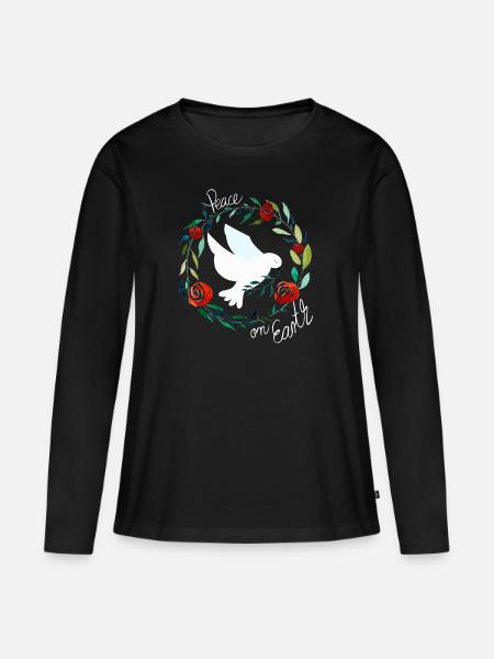 Friedenstaube - Frauen Premium Bio Langarmshirt - Schwarz