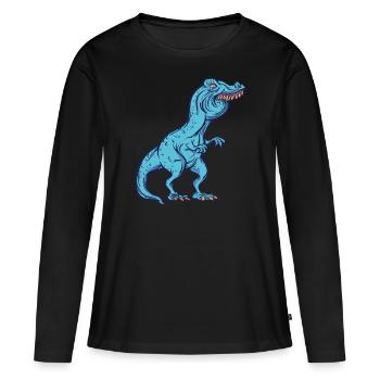 Tyrannosaurus Rex Überbiss Hasenzähne Witzig - Frauen Premium Bio Langarmshirt - Schwarz - Vorne - Julia (174cm)
