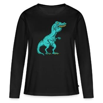 Tyrannosaurus Rex Overbite Dents de lapin drôle - T-shirt manches longues Premium bio Femme - noir - Devant - Julia (174cm)