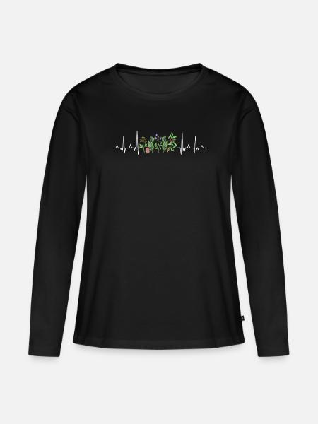 Gartenarbeit Herzschlag Gärtner Garten Pflanzen - Frauen Premium Bio Langarmshirt - Schwarz