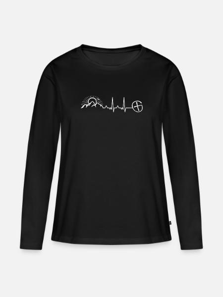 Geocaching Herzschlag Geschenk Caches Geocache - Frauen Premium Bio Langarmshirt - Schwarz