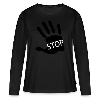 Stopp Gewalt - Frauen Premium Bio Langarmshirt - Schwarz - Vorne - Julia (174cm)