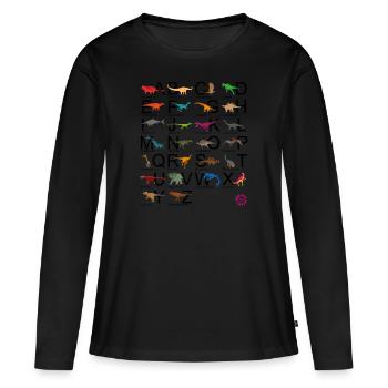Alphabet animal jurassique et cretac - T-shirt manches longues Premium bio Femme - noir - Devant - Julia (174cm)
