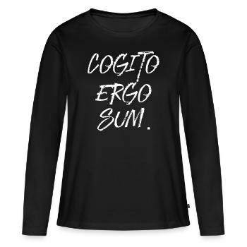 Ich denke also bin ich latein Sprache Schrift - Frauen Premium Bio Langarmshirt - Schwarz - Vorne - Julia (174cm)