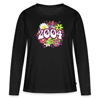 Fête Anniversaire Femme 2004 18 Ans Anniversaire - T-shirt manches longues Premium bio Femme - noir - Devant - Julia (174cm)