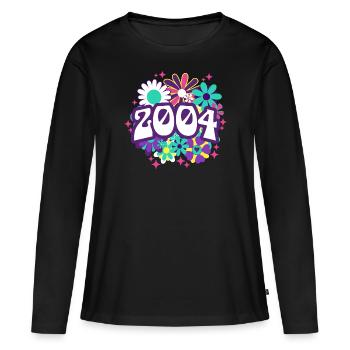 Fête Anniversaire Femme 2004 18 Ans Anniversaire - T-shirt manches longues Premium bio Femme - noir - Devant - Julia (174cm)