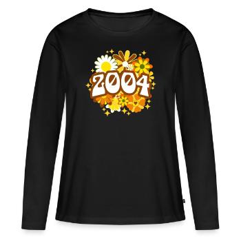 Fête Anniversaire Femme 2004 18 Ans Anniversaire - T-shirt manches longues Premium bio Femme - noir - Devant - Julia (174cm)