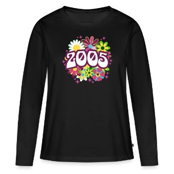Fête Anniversaire Femme 2005 18 Ans Anniversaire - T-shirt manches longues Premium bio Femme - noir - Devant - Julia (174cm)