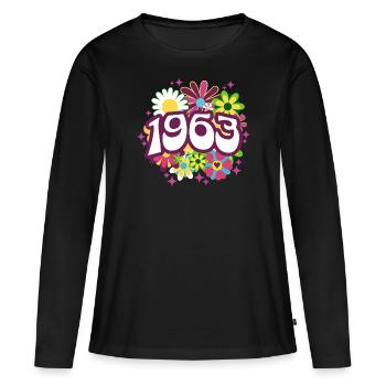 Fête Anniversaire Femme 1963 60 Ans Anniversaire - T-shirt manches longues Premium bio Femme - noir - Devant - Julia (174cm)