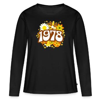 Fête Anniversaire Femme 1978 45 Ans Anniversaire - T-shirt manches longues Premium bio Femme - noir - Devant - Julia (174cm)