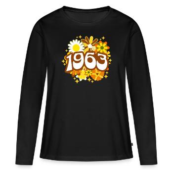 Fête Anniversaire Femme 1963 60 Ans Anniversaire - T-shirt manches longues Premium bio Femme - noir - Devant - Julia (174cm)