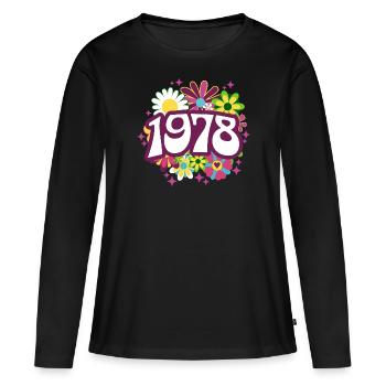 Fête Anniversaire Femme 1978 45 Ans Anniversaire - T-shirt manches longues Premium bio Femme - noir - Devant - Julia (174cm)