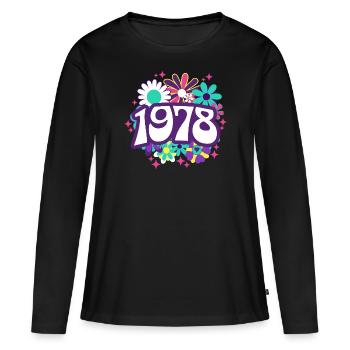 Fête Anniversaire Femme 1978 45 Ans Anniversaire - T-shirt manches longues Premium bio Femme - noir - Devant - Julia (174cm)
