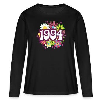 Retro Groovy Jahr 1994 Frau 30 Jahre Jubiläum - Frauen Premium Bio Langarmshirt - Schwarz - Vorne - Julia (174cm)