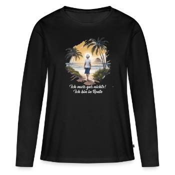 Le retraité n’a rien à payer pour les produits sombres - T-shirt manches longues Premium bio Femme - noir - Devant - Julia (174cm)