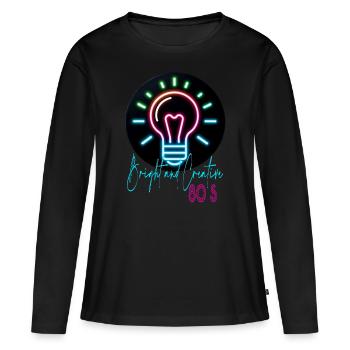 Années 80 - T-shirt manches longues Premium bio Femme - noir - Devant - Julia (174cm)