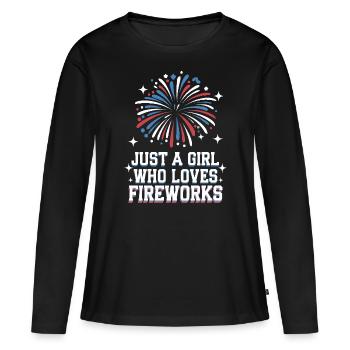 Pyrotechnie Feux d’artifice Pyrotechnie - T-shirt manches longues Premium bio Femme - noir - Devant - Julia (174cm)