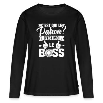 C'est qui le patron c'est moi le boss - T-shirt manches longues Premium bio Femme - noir - Devant - Julia (174cm)
