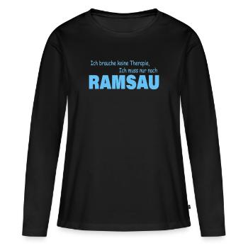 Therapie RAMSAU - Frauen Premium Bio Langarmshirt - Schwarz - Vorne - Julia (174cm)