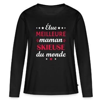 Élue meilleure maman skieuse, fête des mères - T-shirt manches longues Premium bio Femme - noir - Devant - Julia (174cm)
