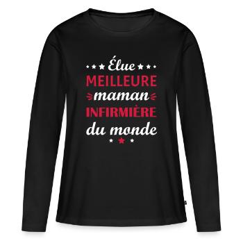 Élue meilleure maman infirmière, fête des mères - T-shirt manches longues Premium bio Femme - noir - Devant - Julia (174cm)