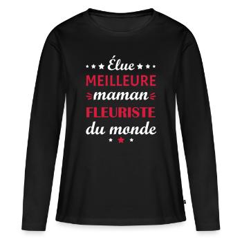 Élue meilleure maman fleuriste, fête des mères - T-shirt manches longues Premium bio Femme - noir - Devant - Julia (174cm)